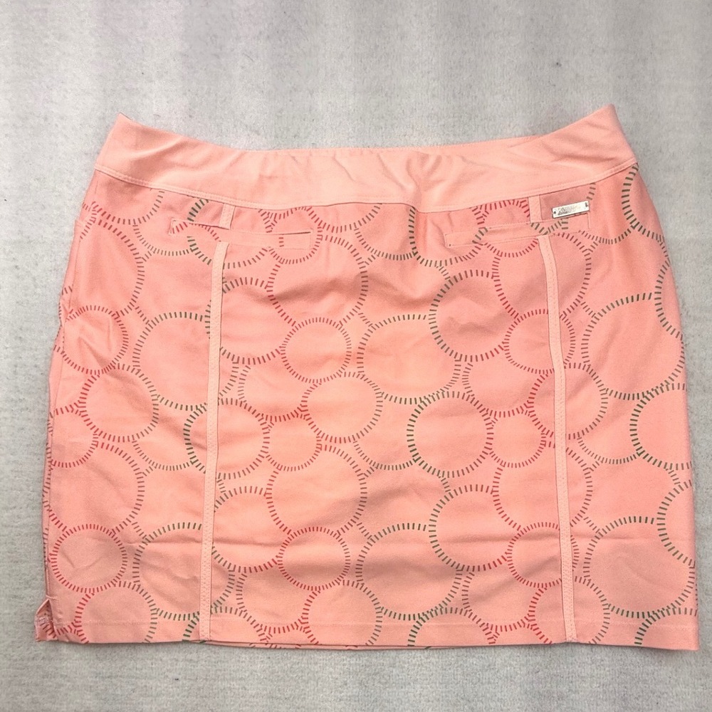 Adidas Adistar RNT SK Golf Skort Hazcor Peach Pink Geometric Circle‎ BC1487 L - Picture 2 of 8